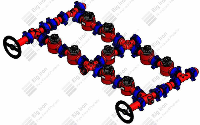 Manifold 2” Fig 1502 9 Plug Valve Single Stage W/2 Adjustables 15000 Psi Std Service