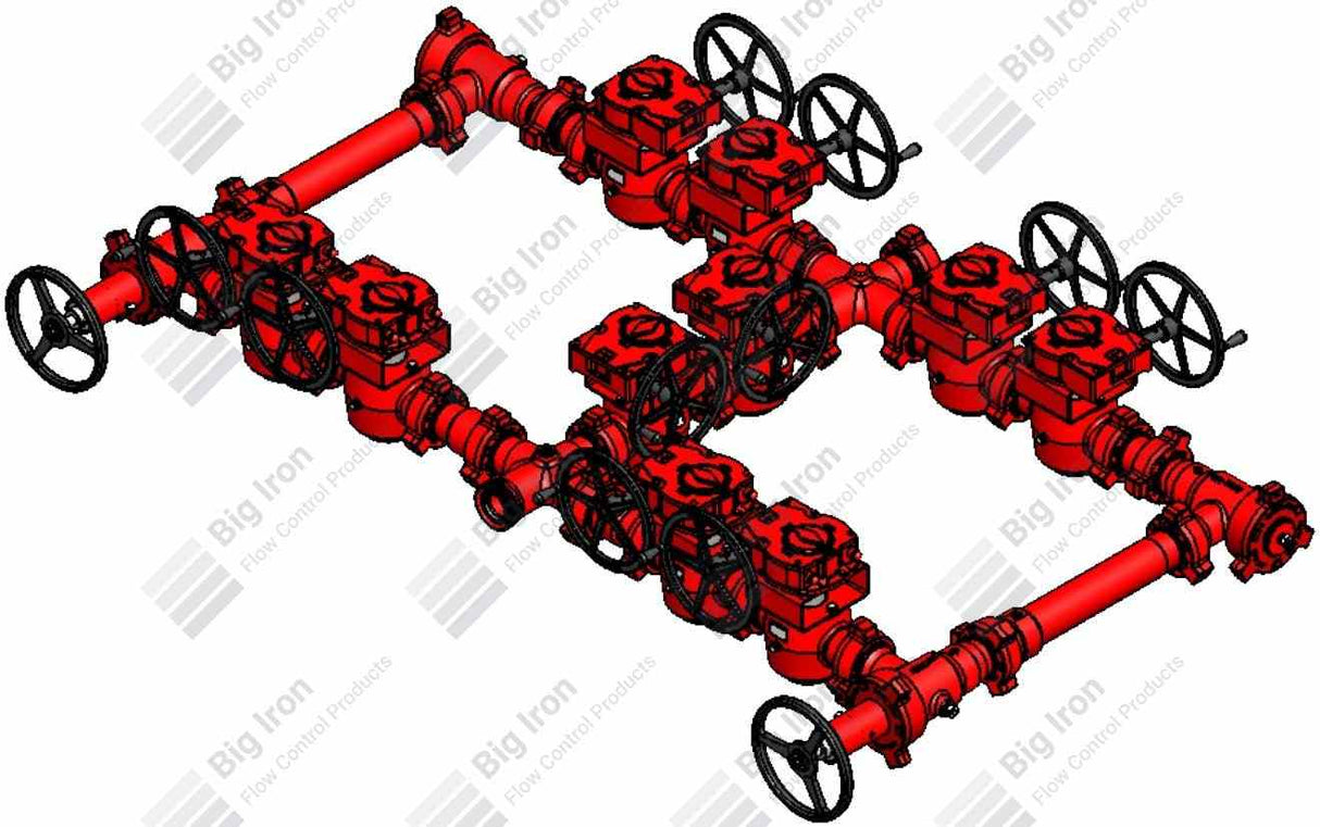 Manifold 3” Fig 1502 10 Plug Valve Dual Stage W/2 Adjust- Ables-2 Positives 15000 Psi Std Service