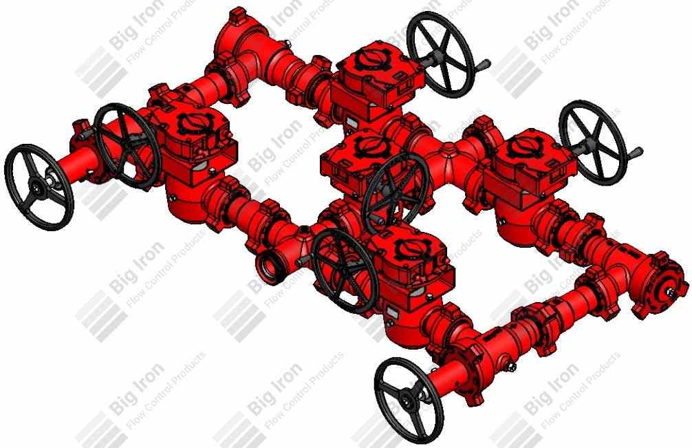 Manifold 3” Fig 1502 5 Plug Valve Dual Stage W/2 Adjustables-2 Positives 15000 Psi Std Service